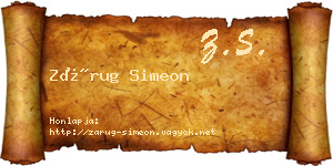 Zárug Simeon névjegykártya